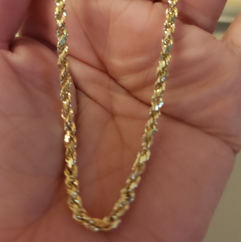 14k Yellow Gold 3mm Rope Diamond Cut Bracelet (8")
